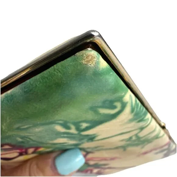 Abstract Leather Clutch Pink Green Statement  Wallet Large Evening Bag Lodis - Picture 14 of 15